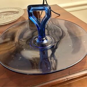 Antique Cobalt Blue Tidbit Server